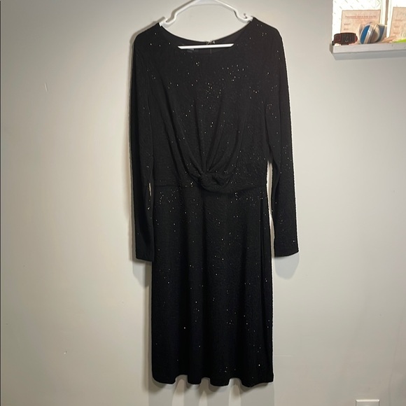 ALFANI Black Textured Glitter Twist-waist Sheath Dress - Picture 3 of 13
